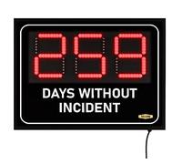 Yellow Safety®, Days Without Incident Electric Sign,11"x15" Safety Scoreboard, Days Without Accident