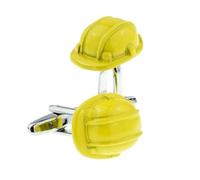 Yellow Safety Helmet Cufflinks in a Personalised Engraved Cufflink Box