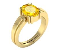 Yellow Sapphire Stone Ring 8.00 Carat Classic Ring For Men And Women Wedding And Party Attractive Finger Ring Indian Wear Handcrafted Lightweight Collectible Item Ideal For Birthday Gift, Metal,