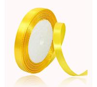 Yellow Satin Ribbon 10mm x 23 Metres, Solid Color Fabric Silk Ribbon for Crafting, Gift Wrapping, Wedding Bouquet, Flower Arrangement, Bows Making, Balloons, Cake Decoration, Sewing and Baby Shower