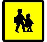 Yellow School Bus Sign - Square Safety Sign for Vehicles, Windows & Doors Foamalux PVC Plastic Sign (Yellow/Black, 10 x 10cm) | UK-Made with Renewable Energy | Low Carbon Footprint