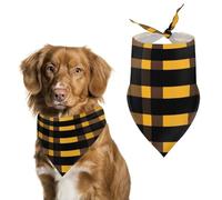 Yellow Scottish Tartan Plaid Printed Dog Bandanas Adjustable Triangle Pet Scarf Washable Puppy Bibs Kerchief
