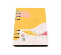 Yellow Seaside Sunset Notebook A5, Pu Leather Notebooks, Lined Paper Revision Notebooks 180Pages/90Sheets, Jotters for Home, A5 Note Book for Note Taking, Revision Supplies Women Man