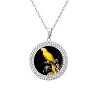Yellow Senegal Parrot Women's Necklaces Round Crystal Pendant Jewelry Party Wedding