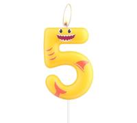 Yellow Shark Candles, Number 5 Birthday Candles,Shark Party Toppers for Cake,5th Happy Birthday Candle,Shark Theme Party Decorations for Boy Girl Baby