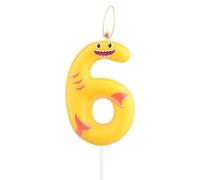 Yellow Shark Candles, Number 6 Birthday Candles,Shark Party Toppers for Cake,6th Happy Birthday Candle,Shark Theme Party Decorations for Boy Girl Baby