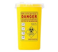 Yellow Sharps Bin Needle Blade Waste Disposal Container with Locking Lid 1.0L Plastic Biohazard Safe Tattoo Medical