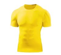 Yellow Short-Sleeved Compression Tops for Men - [Medium] Tight Fit Body Shaper T-Shirt and Base Layer. Moisture-Wicking Gym Clothes. Anti-Odour Fabric for Ultimate Performance and Comfort.