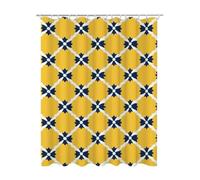 Yellow Shower Curtain 100x200, Bathroom Curtains with 12 Shower Curtain Hooks, Extra Long Curtains, Waterproof Polyester Fabric Weighted Hem, Quick Dry, Durable for Bathtub Wet Room, (Geometric) -2177