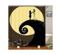 (Yellow-Shower Curtain, 180x180cm) Before The Nightmare Christmas Bathroom Set Shower Curtain Toilet Lid Cover Mat