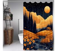 Yellow Shower Curtain Autumn Shower Curtains for Bathroom, HD Printing Waterproof Bathroom Curtains with 12 Hooks, Polyester Bath Curtain Machine Washable for Shower Stall 140x200cm -ly25072M3QW