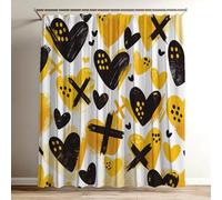Yellow Shower Curtain Extra Long Shower Curtain 150 x 180 cm / 59 x 70 inch, Soft Polyster Fabric, Quick Dry, 3D HD Printed Includes 12 Plastic Hooks,Durable Bathroom Curtains for Bathroom Love Wy-162