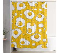 Yellow Shower Curtain Food Curtains with Plastic Hooks and Weighted Hem, Waterproof Quick-Drying Fabric, Washable, Decoration Lightweight Bath Screen for Bathroom Wet Room Tub 120x200 cm 3Y-476