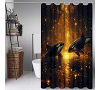 Yellow Shower Curtain Whale Shower Curtains for Bathroom, HD Printing Waterproof Bathroom Curtains with 12 Hooks, Polyester Bath Curtain Machine Washable for Shower Stall 140 x 200 cm -ly25072H0