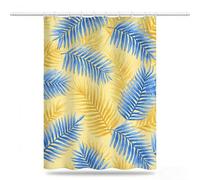 Yellow Shower Curtains for Bathroom 160x200cm, Long Waterproof Bath Curtain, Extra Large Polyester Fabric Window Drapes with 12 Hooks, Weighted Hem Showering Panel, Leaves Curtains 64x80inch, Model784