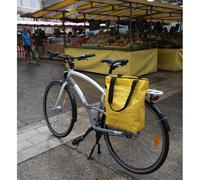 Yellow side rear bike bag (recycled material) with luggage rack attachment on ho
