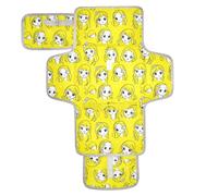 Yellow Simple Mermaid Face Reusable Changing Table pad with Tissue Pocket Diaper Changing pad Travel with Built-in Pillow