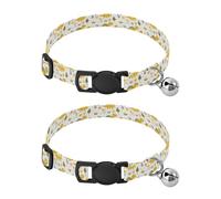 Yellow Six Playful Dino Yellow and White Collar For Small Dogs 5-15Lbs Adjustable Dog Collars For Females 2 Pack