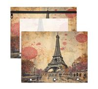 Yellow Sketchy Tower Art 3 Ring Binder Clear Binders Pencil Pouches Bags Case(2 Pack)