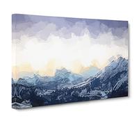 Yellow Sky Above The Mountain Canvas Print | Gallery Wrapped 30mm Frame Wall Art | 24x16 inches | Ready to Hang | Abstract Landscape Picture | Living Room Bedroom Lounge Office