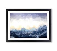 Yellow Sky Above The Mountain in Abstract Framed Print | A2 Black Framed Wall Art | Ready to Hang | Abstract Landscape Picture | Living Room Bedroom Lounge Office