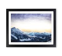 Yellow Sky Above The Mountain Painting Modern Art Framed Print | A2 Black Framed Wall Art | Ready to Hang | Modern Landscape Picture | Living Room Bedroom Lounge Office
