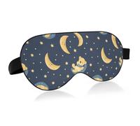 Yellow Sleeping Bears Moons Dark Blue Travel Essential Eye mask for Travel with Elastic Adjustable Band Blackout Camping Eye mask Sleep Public Transportation