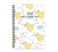 Yellow Sloths 2026 Planner Diary A5 To Do List Notebook Planner Daily 2026 Diary Mens Notebook for Holiday Week To View Monthly Year with Dotted Line Note Page Slim