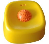 Yellow Slow Feeder Dog Bowl with Orange Rolling Ball, PP Material, Arc Edges, 180 ml Capacity, Non-Slip Base, 6.3 x 2.36 in, for Liquids, Lick Bowls, Slower Feeding, Digestion