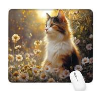 Yellow Small Mouse Mat 10.24×8.27×0.12 Inch,2026 New Year Gaming Mousepad Cat Mini Desk Pad with Non-Slip Base and Stitched Edge,for Wireless Mouse,Laptop,Office Home,Washable,Roll-up,Gift Men D-176