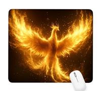 Yellow Small Mouse Mat 11.42×9.45×0.12 Inch, 2026 New Year Gaming Mousepad Phoenix Mini Desk Pad with Non-Slip Base and Stitched Edge, for Wireless Mouse, Laptop, Office Home, Gift for Men/Woman D-446