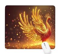 Yellow Small Mouse Mat 12.60×10.24×0.12 in, 2026 New Year Gaming Mousepad Phoenix Mini Desk Pad with Non-Slip Base and Stitched Edge, for Wireless Mouse, Laptop, Office Home, Gift for Men/Woman D-848