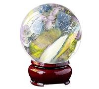 Yellow Smelt Quartz Crystal Sphere with Stand Natural Yellow Crystal Stone Sphere Healing Ball for Home Decorative Divination or Feng Shui and Fortune,150mm