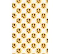 Yellow Smiley Face Pattern Notebook: Happy Face Journal, Retro Smiley Aesthetic Notepad For Teens Or Kids, Cute Smile Emoji Lined Note Book