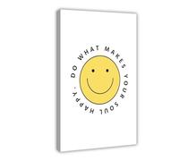 Yellow Smiley Face Poster Canvas Poster Bedroom Decor Sports Landscape Office Room Decor Gift Frame-style 08x12inch(20x30cm)