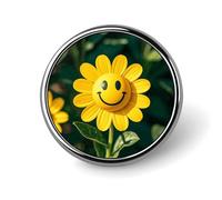 Yellow Smiley Flower Round Badge Cute Enamel Lapel Pin Brooches Button Pin Personalized Clothing Decoration Unisex Badge Holder Hats Bags Shirts Decor