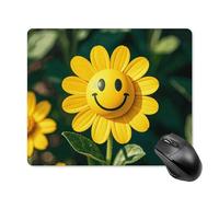 Yellow Smiley Flower Square Mouse Pad Portable Computer Mousepad with Non-Slip Rubber Base 18 * 22cm Ultra-Thin Gaming Mouse Mat for Computer Laptop Office Desk Accessories