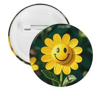 Yellow Smiley Flower Tinplate Badge Personalized Round Brooch Large Craft Button Suitable for Teachers, Nurses, Doctors, Staff, Party Gift Accessories, style, 1PCS