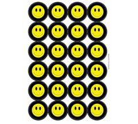 Yellow Smiling Face Icon Circular Matt Paper Stickers A4 Sheet of 24 (Each Sticker is 45mm Diameter)
