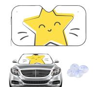 Yellow Smiling Star Car Windscreen Cover Sunshades, Frost Winter Screen Cover for Cars, Car Accessories Frost for Windscreen New Driver Gifts Screen Protector Suv Van(135× 60 cm)
