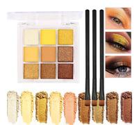 Yellow Smokey Eye Shadow Palette, Metallic Glitter Blue Eyeshadows for Vibrant Makeup, Lightweight Portable, Perfect for Daily Wear or Special Occasions, Gothic-Inspired Makeup Palette for Natural