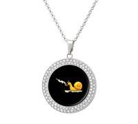Yellow Snails Round Pendant Necklace Diamond Edging Brilliant Personalized Jewelry Gifts for Women Silver-style