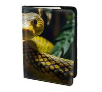 Yellow Snake 1 Print 5.5 Inch Passport For Men And Women Lightweight Stylish Travel Document Wallet, Black, One Size