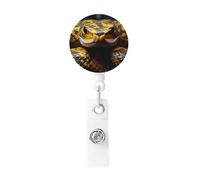 Yellow Snake Badge Reel Retractable Badge Holders Lightweight ID Badge Reels Cute Nurse Name Card Holder with Keychain Funny ID Badge Clip for Men Women