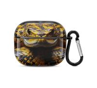 Yellow Snake Bluetooth Earbuds Case Cover Full Body Shockproof Protection Hard Case Support Wireless Charging with Keychain Personalized Gift for AirPods 3