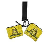 Yellow Snake Don't Tread on Me Flag Dual Wristlet Wallets for Women Small Detachable Zipper Wallet Coin Bag with Zipper Pocket for Women 2 Pcs, YELLOW snake Don't Tread On Me Flag, One Size, Casual