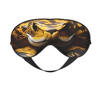 Yellow Snake Double-Sided Silk Sleep Mask, Adjustable Light Blocking Eye Mask for Travel, Men & Women, Soft Comfortable Blindfold 20x10cm
