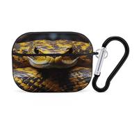 Yellow Snake Earbuds Organizer Shockproof Protective Airpods Pro Cover with Carabiner Clip Anti Fall Carrying Earphone Case Cover for Airpods Pro 2nd Generation Black
