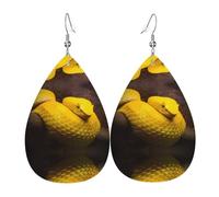 Yellow Snake Patterned leather earrings, women's earrings, suitable for daily wear, party and date