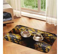 Yellow Snake Pet Feeding Mat Absorbent Pu Leather Dog Cat Food Mats Contain Spills Protects Floors, Anti-Slip Rubber Backing Dog Bowl Mats Easy Clean Pet Placemats 40x60cm